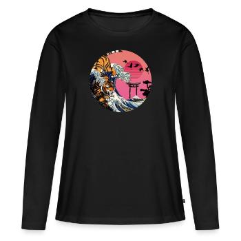 Rad Tiger Wave - T-shirt manches longues Premium bio Femme - noir - Devant - Julia (174cm)