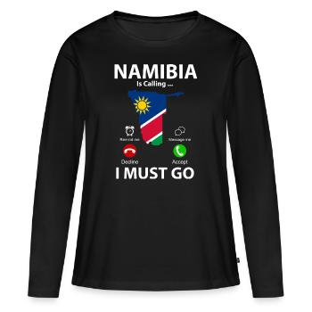 Namibia - Frauen Premium Bio Langarmshirt - Schwarz - Vorne - Julia (174cm)