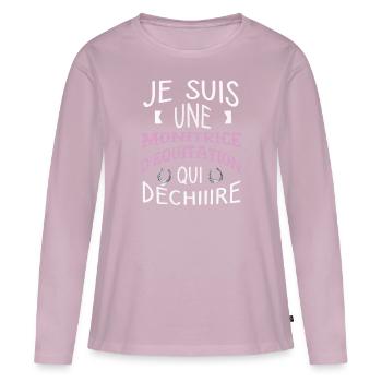 Je suis une monitrice d'équitation qui déchire. - T-shirt manches longues Premium bio Femme - rose poudré - Devant - Julia (174cm)
