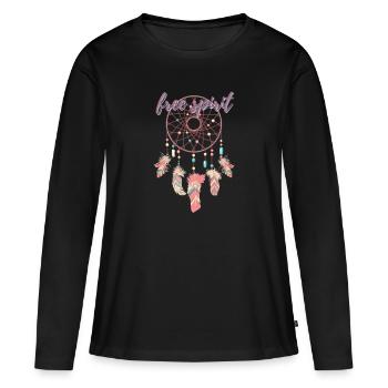 Free Spirit - Attrape-rêves - T-shirt manches longues Premium bio Femme - noir - Devant - Julia (174cm)