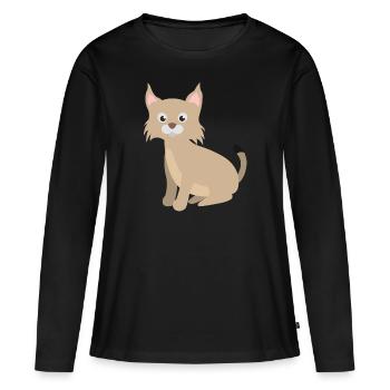 Luchs - Frauen Premium Bio Langarmshirt - Schwarz - Vorne - Julia (174cm)