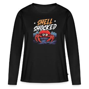 Mignon bernard-l’ermite crabes crustacés - T-shirt manches longues Premium bio Femme - noir - Devant - Julia (174cm)
