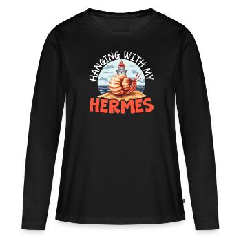 Mignon bernard-l’ermite crabes crustacés - T-shirt manches longues Premium bio Femme - noir - Devant - Julia (174cm)