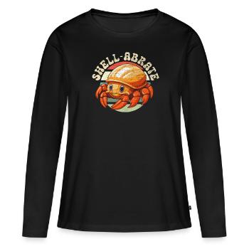 Mignon bernard-l’ermite crabes crustacés - T-shirt manches longues Premium bio Femme - noir - Devant - Julia (174cm)