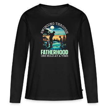 Vatertag Golfspieler Golfer Vaterschaft - Frauen Premium Bio Langarmshirt - Schwarz - Vorne - Julia (174cm)