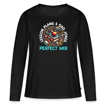 Vaterschaft Schul-Lehrers Zum Vatertag - Frauen Premium Bio Langarmshirt - Schwarz - Vorne - Julia (174cm)