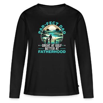 Fête des Pères Golfeurs Golfeurs Paternité - T-shirt manches longues Premium bio Femme - noir - Devant - Julia (174cm)