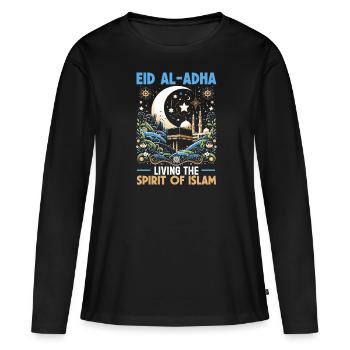 Joyeux Aïd Al Adha, Fête islamique, Islam - T-shirt manches longues Premium bio Femme - noir - Devant - Julia (174cm)