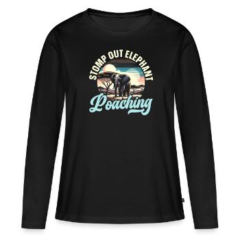 Gefährdete Arten, Tierliebhaber, Elefant - Frauen Premium Bio Langarmshirt - Schwarz - Vorne - Julia (174cm)