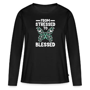 Trouble de stress, santé mentale, - T-shirt manches longues Premium bio Femme - noir - Devant - Julia (174cm)
