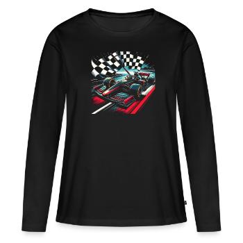 Passionné de course automobile Pilote automobile - T-shirt manches longues Premium bio Femme - noir - Devant - Julia (174cm)
