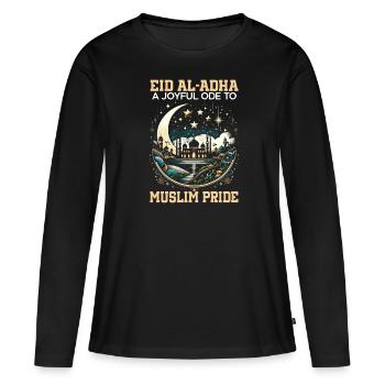 Joyeux Aïd Al Adha, Fête Islamique, Islam - T-shirt manches longues Premium bio Femme - noir - Devant - Julia (174cm)