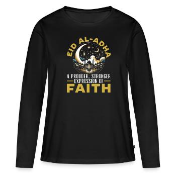 Joyeux Aïd Al Adha, Fête islamique, Islam - T-shirt manches longues Premium bio Femme - noir - Devant - Julia (174cm)