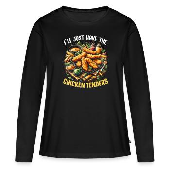 Chicken Tenders Foodie Fast Food Lover Chicken - Women's Premium Organic Long Sleeve Shirt - black - Front - Julia (174cm)