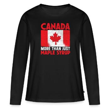 Fête du Canada Pays Nationalité Feuille d’érable Canadien - T-shirt manches longues Premium bio Femme - noir - Devant - Julia (174cm)
