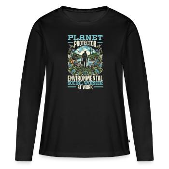 Sozialarbeiter Beruf Beruf Sozial - Frauen Premium Bio Langarmshirt - Schwarz - Vorne - Julia (174cm)