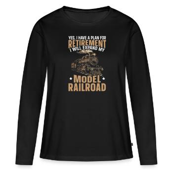 Modelleisenbahn - Frauen Premium Bio Langarmshirt - Schwarz - Vorne - Julia (174cm)