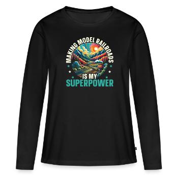 Modelleisenbahn - Frauen Premium Bio Langarmshirt - Schwarz - Vorne - Julia (174cm)