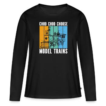 Vintage Modelleisenbahn - Frauen Premium Bio Langarmshirt - Schwarz - Vorne - Julia (174cm)