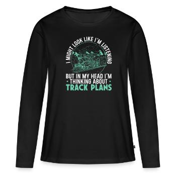 Modelleisenbahn - Frauen Premium Bio Langarmshirt - Schwarz - Vorne - Julia (174cm)