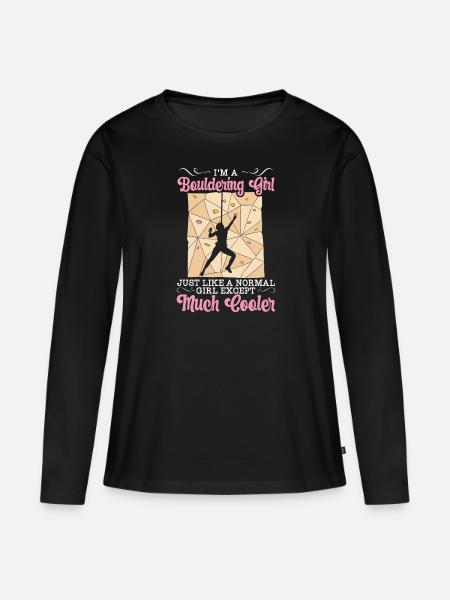 Boulder Mädchen Bouldern Klettern Geschenk - Frauen Premium Bio Langarmshirt - Schwarz