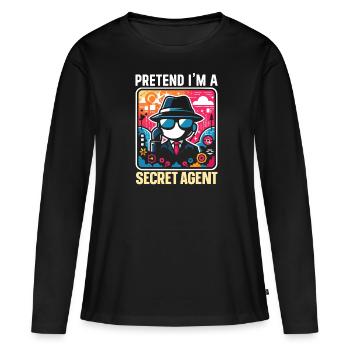 Agent secret détective infiltration cadeau - T-shirt manches longues Premium bio Femme - noir - Devant - Julia (174cm)
