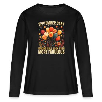 Happy Birthday, Celebrating Bday Party, - Women's Premium Organic Long Sleeve Shirt - black - Front - Julia (174cm)