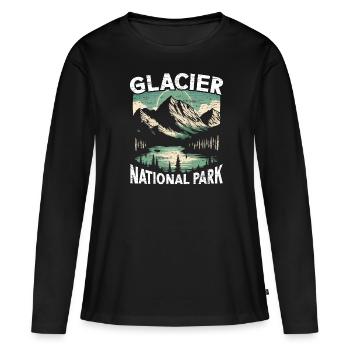 Gletscher-nationalpark Outdoor-reisen Usa Amerika - Frauen Premium Bio Langarmshirt - Schwarz - Vorne - Julia (174cm)