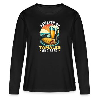 Mesoamerikanisches Gericht Tamales, Mexikanischer - Frauen Premium Bio Langarmshirt - Schwarz - Vorne - Julia (174cm)