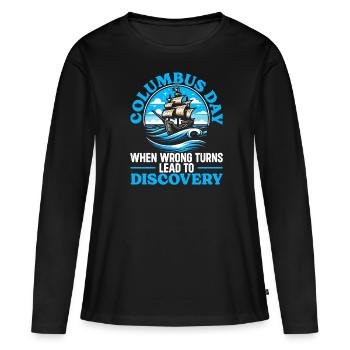 Columbus Day Amerika 1492 Usa Entdeckung - Frauen Premium Bio Langarmshirt - Schwarz - Vorne - Julia (174cm)