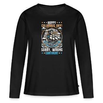 Columbus Day Amerika 1492 Usa Entdeckung - Frauen Premium Bio Langarmshirt - Schwarz - Vorne - Julia (174cm)