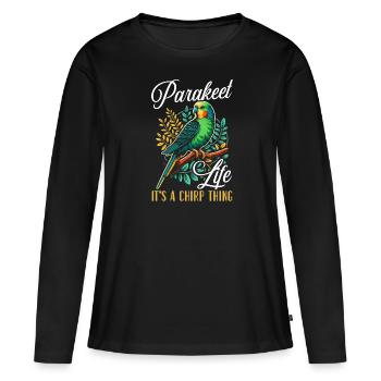 Perruche amoureuse de la perruche Perruche oiseau - T-shirt manches longues Premium bio Femme - noir - Devant - Julia (174cm)