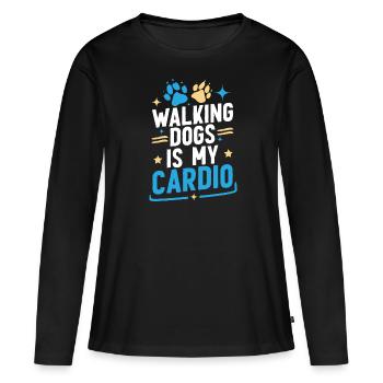 Walking the dog, walking the dog, - Women's Premium Organic Long Sleeve Shirt - black - Front - Julia (174cm)