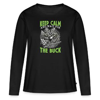 Saison de chasse au cerf Chasseurs de cerfs Chasseurs d’animaux - T-shirt manches longues Premium bio Femme - noir - Devant - Julia (174cm)