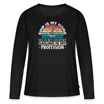 Métier de marin Matelot Voile en mer - T-shirt manches longues Premium bio Femme - noir - Devant - Julia (174cm)