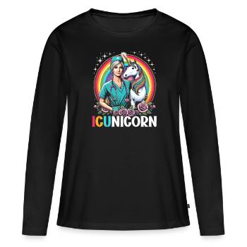 infirmière en soins intensifs, - T-shirt manches longues Premium bio Femme - noir - Devant - Julia (174cm)