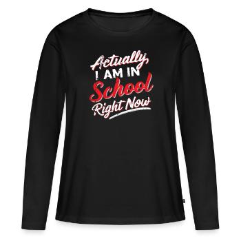 Enseignement à domicile Heimunterricht Enseignement à domicile - T-shirt manches longues Premium bio Femme - noir - Devant - Julia (174cm)
