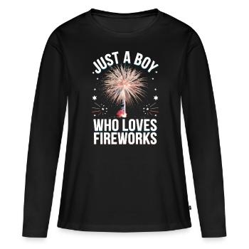 Pyrotechnie Feux d’artifice Pyrotechnie - T-shirt manches longues Premium bio Femme - noir - Devant - Julia (174cm)