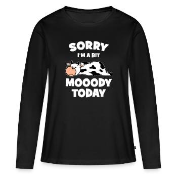Moody Cow PMS Funny Saying Girlfriend Gift - Women's Premium Organic Long Sleeve Shirt - black - Front - Julia (174cm)