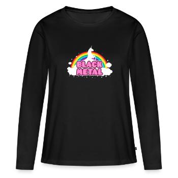 BLACK METAL - Funny / Unicorn - Rainbow - parodie - Women's Premium Organic Long Sleeve Shirt - black - Front - Julia (174cm)