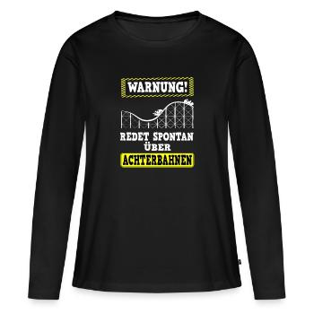 Parle spontanément de la fête foraine des montagnes russes - T-shirt manches longues Premium bio Femme - noir - Devant - Julia (174cm)
