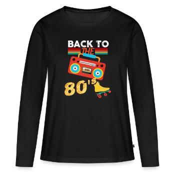 Love musique Back to the 80's Années 80 1980 - T-shirt manches longues Premium bio Femme - noir - Devant - Julia (174cm)