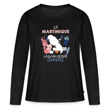 La Martinique ma Belle Histoire - T-shirt manches longues Premium bio Femme - noir - Devant - Julia (174cm)
