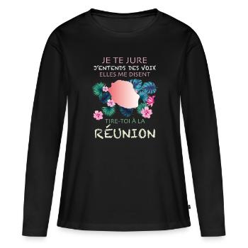 J'entends des voix Celles De Lîle De La Réunion - T-shirt manches longues Premium bio Femme - noir - Devant - Julia (174cm)