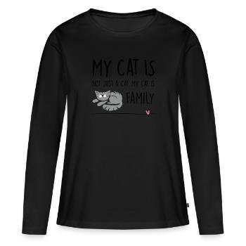 My Cat is Family - Women's Premium Organic Long Sleeve Shirt - black - Front - Julia (174cm)