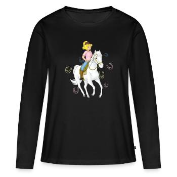Bibi und Tina Bibi am Springreiten - Frauen Premium Bio Langarmshirt - Schwarz - Vorne - Julia (174cm)