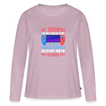 My Therapist Once Told Me to Play Video Games - Women's Premium Organic Long Sleeve Shirt - dusky pink - Front - Julia (174cm)