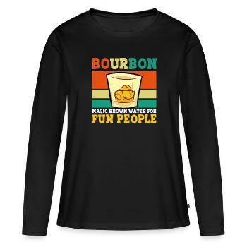 Bourbon Funny Whiskey Dicton - T-shirt manches longues Premium bio Femme - noir - Devant - Julia (174cm)