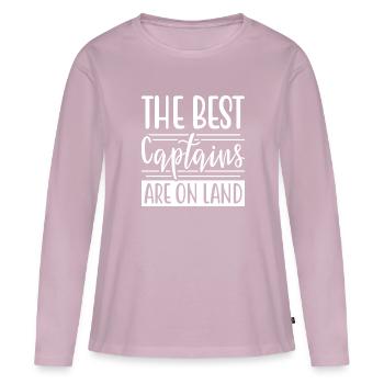 LES MEILLEURS CAPITAINES SONT À TERRE - T-shirt manches longues Premium bio Femme - rose poudré - Devant - Julia (174cm)