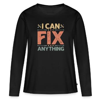 Ich Kann Alles Reparieren - Handwerker - Frauen Premium Bio Langarmshirt - Schwarz - Vorne - Julia (174cm)